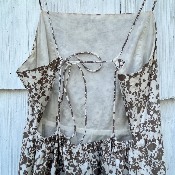 Rails Leni Floral Tiered Midi Dress Square Neck Spaghetti Straps Tie Back‎ S - Picture 5 of 9